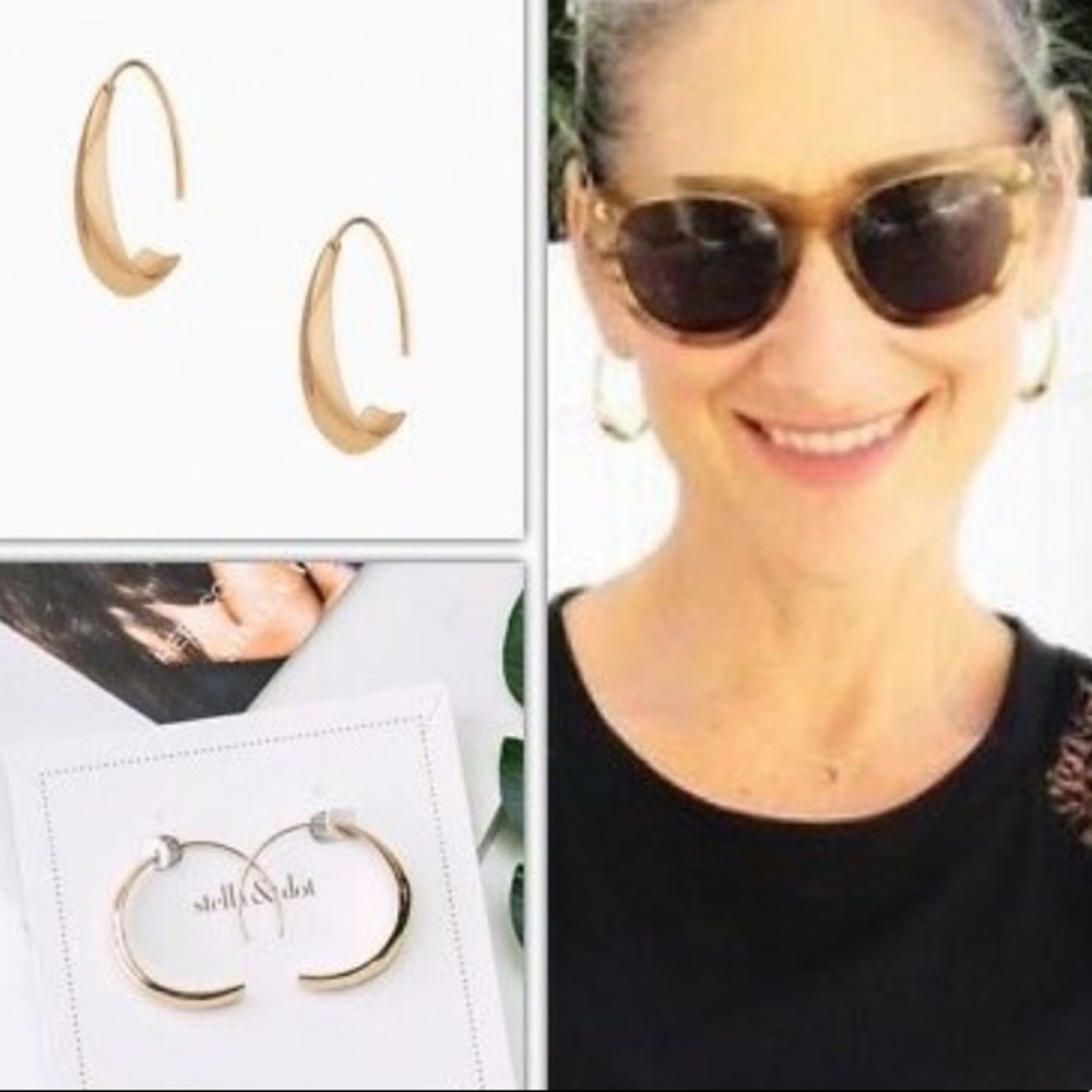 Stella & Dot | Modern Bronze Dome Hoop Earrings - Picture 3 of 8
